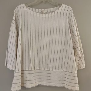 Womens Eileen Fisher Top Cream W/blue stripes Size Large